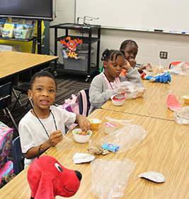 Students eating cereal