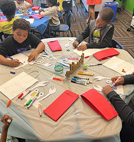 students making crab art project