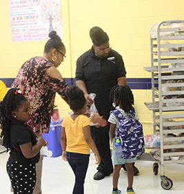 Students in line for food