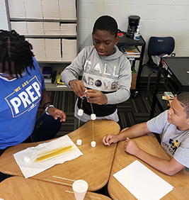 Students building a project